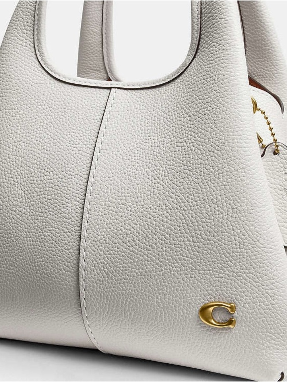 Coach White Pebbled Leather Shoulder Bag with Gold 'C' Accent